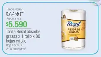 Jumbo Toalla Rosal absorbe grasas x 1 rollo x 80 hojas c/rollo oferta