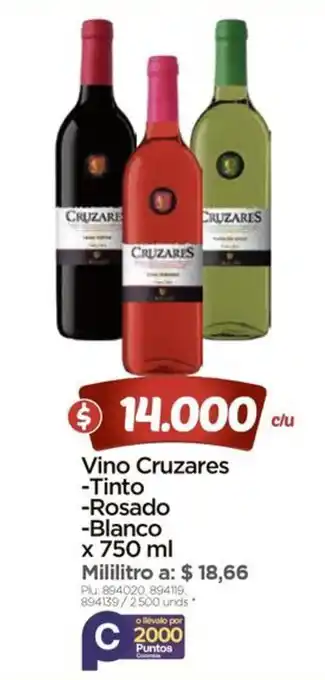 Surtimax Vino Cruzares -Tinto -Rosado -Blanco x 750 ml oferta