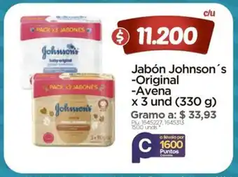 Surtimax Jabón Johnson's -Original -Avena x 3 und (330 g) oferta