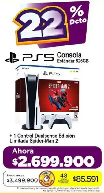 Alkomprar PS5 Consola Estándar 825GB +1 Control Dualsense Edición Limitada Spider-Man 2 oferta