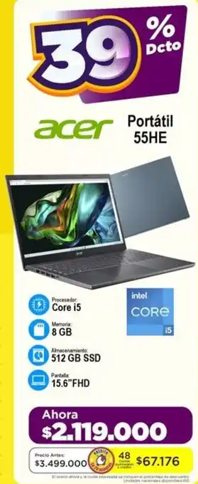 Alkomprar acer Portátil 55HE oferta