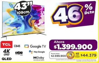 Alkomprar TCL 4K UHD QLED Google TV 43" oferta
