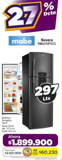 Alkomprar mabe Nevera RMA313FXCC 297LTS oferta