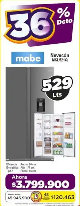 Alkomprar mabe Nevecón MSL521Q 529 Lts oferta
