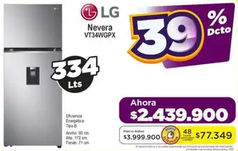 Alkomprar LG Nevera VT34WGPX 334Lts oferta