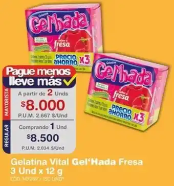 Makro Gelatina Vital Gel'Hada Fresa 3und x 12g oferta
