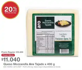 Makro Queso Mozzarella Aro Tajado x 400g oferta