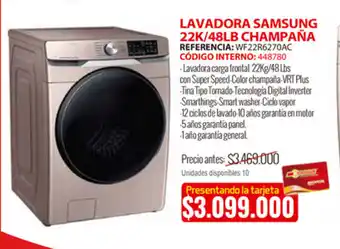 Lavadora Samsung 22k/48Lb Champaña