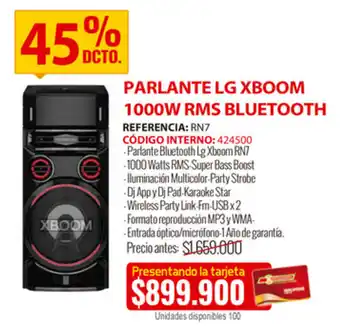 MercaCentro Parlante LG XBoom 1000W RMS Bluetooth oferta