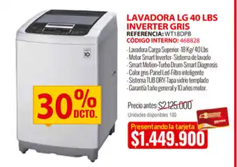 MercaCentro Lavadora LG 40 LBS Inverter Gris oferta