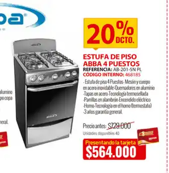 MercaCentro Estufa de Piso Abba 4 Puestos oferta