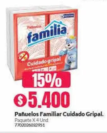 Pañuelos Familiar Cuidado Gripal 4 Unid