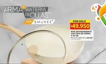 Ara SMUKEE WOK ANTIADHERENTE CON TAPA DE VIDRIO X 30 CM. oferta