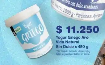 Makro Yogur Griego Aro Vida Natural Sin Dulce x 450 g oferta