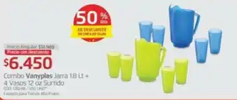 Makro Combo Vanyplas Jarra 18Lt + 4 Vasos 12oz Surtido oferta