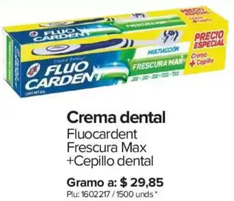 Super Inter Crema Dental Fluocardent Frescura Max +Cepillo Dental oferta