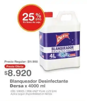 Makro Blanqueador Desinfectante Dersa x 4000 ml oferta