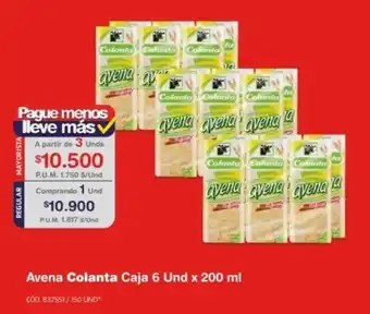 Makro Avena Colanta Caja 6 Und x 200 ml oferta