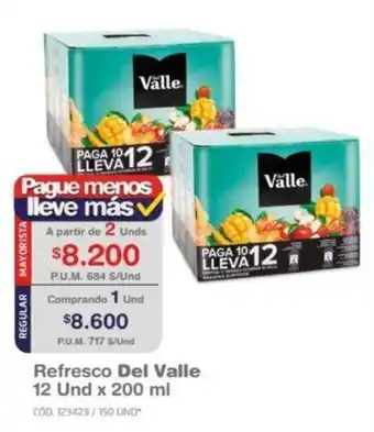 Makro Refresco Del Valle 12 und x 200 ml oferta