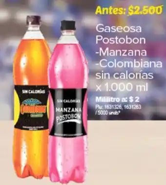 Surtimax Gaseosa Postobon -Manzana -Colombiana sin calorías x 1.000 ml oferta