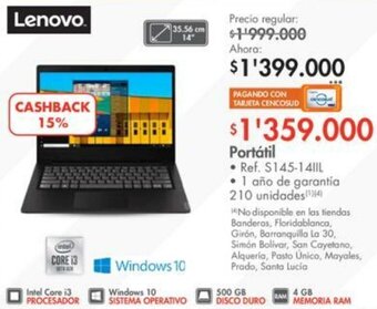 Metro Lenovo Portátil oferta