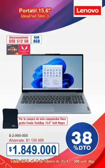 Ktronix Lenovo Portátil 15,6" IdeaPad Slim 3 oferta