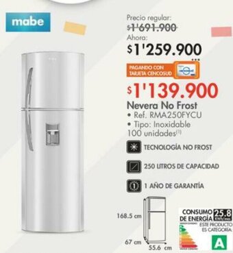 Metro Mabe Nevera No Frost oferta