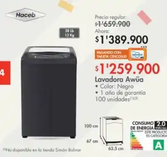Metro Haceb Lavadora Awüa oferta