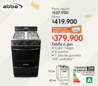 Metro Abba Estufa A Gas oferta