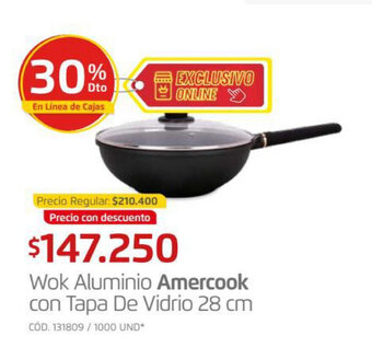 Makro Wok Aluminio Amercook con Tapa De Vidrio 28cm oferta