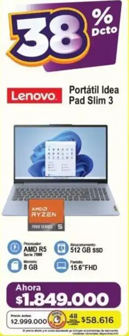 Alkomprar Lenovo Portátil Idea Pad Slim 3 oferta