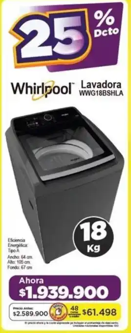 Alkomprar Whirlpool Lavadora WWG188SHLA 18kg oferta