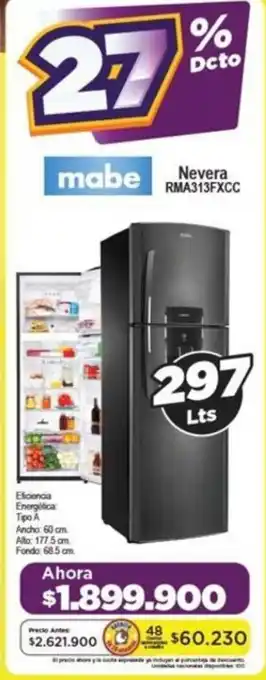 Alkomprar Mabe Nevera RMA313FXCC 297lt oferta