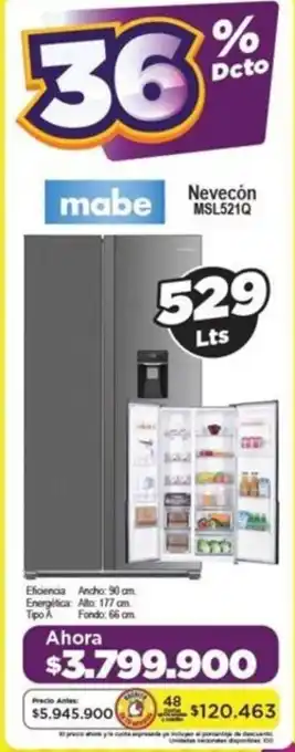 Alkomprar mabe Nevecón MSL521Q 529lt oferta
