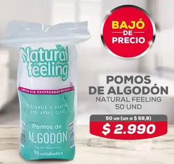 Tiendas D1 POMOS DE ALGODÓN NATURAL FEELING 50 UND oferta