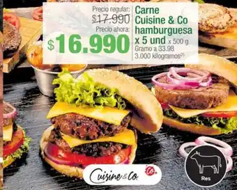 Jumbo Carne Cuisine & Co hamburguesa x 5 und x 500g oferta