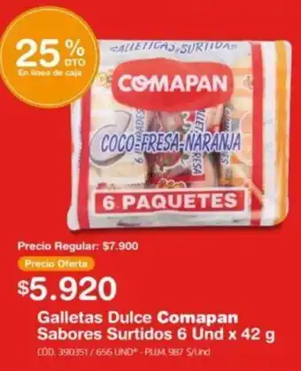 Makro Galletas Dulce Comapan Sabores Surtidos 6 Und x 42g oferta
