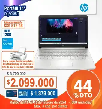 Alkosto Hp Portátil 14⁰ Dq5005la oferta