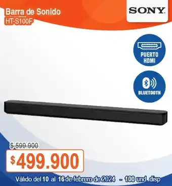 Alkosto SONY Barra de Sonido HT-S100F oferta