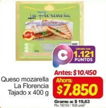 Surtimax Queso Mozarella La Florencia Tajado 400g oferta