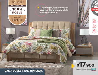 Muebles Jamar Cama Doble 1.40 M Noruega oferta