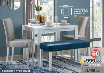 Muebles Jamar Comedor 4 Ptos. Bruce oferta