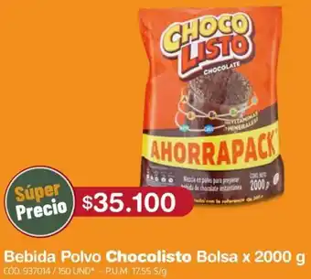 Makro Bebida Polvo Chocolisto Bolsa x 2000g oferta