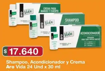Makro Shampoo, Acondicionador y Crema Aro Vida 24 Und x 30ml oferta