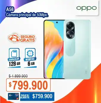 Alkosto oppo A58 Cámara principal de 50Mpx. oferta