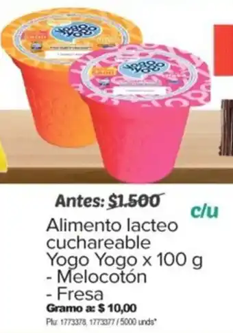 Surtimax Alimento lacteo cuchareable Yogo Yogo x 100 g - Melocotón - Fresa oferta