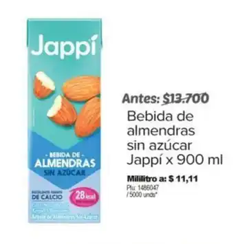 Surtimax Bebida de almendras sin azúcar Jappí x 900 ml oferta