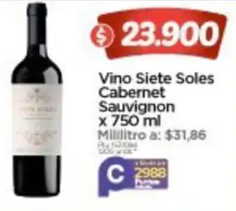 Surtimax Vino Siete Soles Cabernet Sauvignon x 750 ml oferta