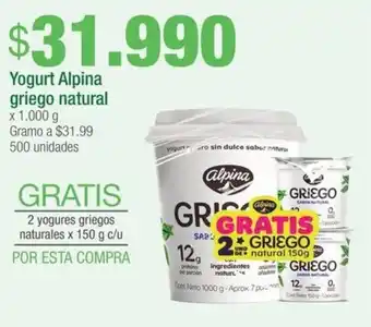 Jumbo Yogurt Alpina griego natural x 1.000 g oferta