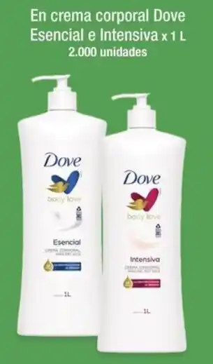 Jumbo En crema corporal Dove Esencial e Intensiva x 1 L oferta